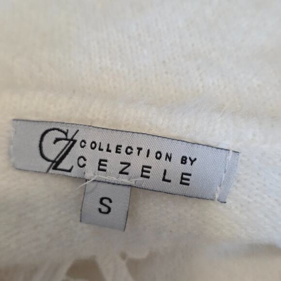 CZ Collection by Cezele Womens Fuzzy Sweater Size S White Lace Oversized Cottage - Picture 5 of 6